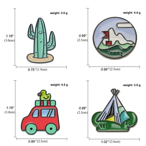 Lot de pins émaillés avec cactus tente montagne et voiture pour sacs à dos