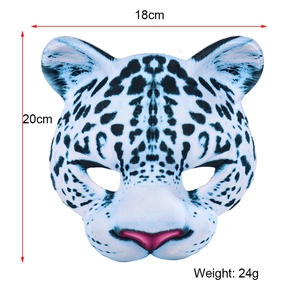 Snow leopard EVA half mask for Halloween and Mardi Gras parties, 18x20cm leopard print