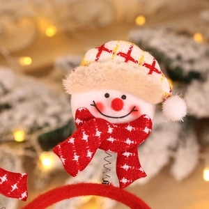 Christmas snowman headband with red plaid hat and plush scarf for holiday party atmosphere