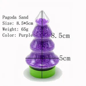 Sable hydrophobe magique violet en forme de pagode pour expériences avec socle 8,5x5cm
