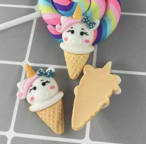 Flat back resin cartoon unicorn ice cream charm for DIY phone case and crafts decoration