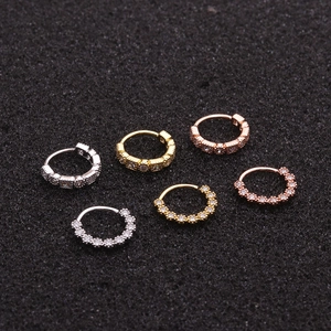 Fashionable geometric zircon nose rings in gold, silver and rose gold finishes