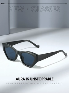 Detailed side view of bold geometric black frames with tinted lenses for a trendy hip-hop style