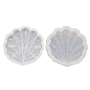 Two-piece shell shaped silicone mold for resin casting and DIY jewelry storage box crafts