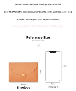 Mini pearlescent envelope size 10.5x7cm with gold heart foil and wave edge detail