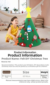 DIY felt Christmas tree set for kids with penguin and snowman ornaments size 65x45cm