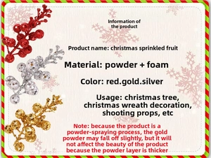 Détail de baies pailletées en mousse rouge or et argent pour décorations de Noël DIY
