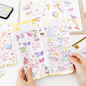 Golden bronzing dreamlike stickers with unicorn and star patterns for scrapbooking DIY