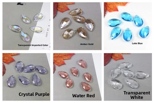 Faceted teardrop crystal pendants in six colors for DIY jewelry and crafts making