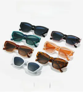 Detailed array of trendy geometric cat eye sunglasses in seven various vibrant colors