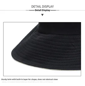 Detail of sturdy wide brim sun hat with interior interlayer for shape and sun protection