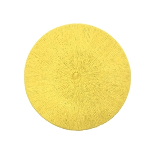 Classic bright yellow knitted wool beret hat shown from a top-down view for women