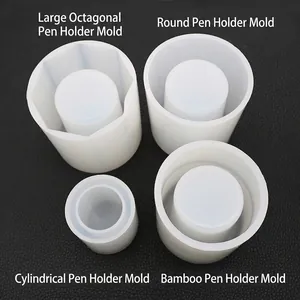 Set di stampi in silicone per portapenne in resina fai-da-te, forme ottagonali e bambù