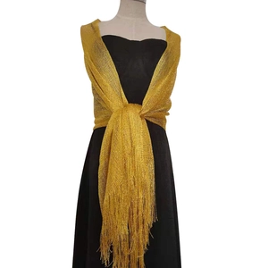 Elegant gold metallic fringe shawl wrap for evening dresses wedding party accessory