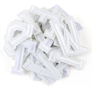 Group of white embroidered English letter patches for DIY clothing decoration