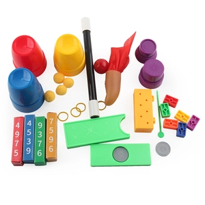 Comprehensive magic trick kit for kids featuring magic wand, sponge balls, and cups