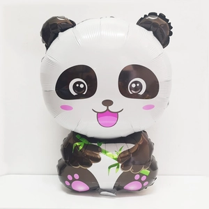 Cute cartoon panda foil balloon holding green bamboo for birthday party decorations