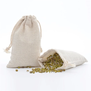 Sachets en lin beige à cordon pour l'emballage de bijoux et produits cosmétiques