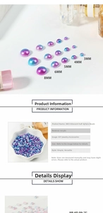 Macro shot of colorful ABS half round pearls in sizes 3mm to 8mm for DIY crafts