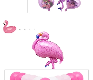 Pink flamingo aluminum foil balloon set with arch and round printed balloons for parties