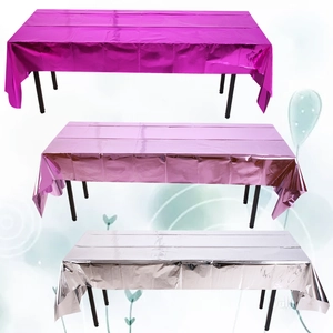 PET Metallic Foil Tablecloth Shiny Disposable Rectangular For Christmas Wedding Birthday Party Event Decorations
