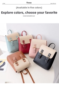Mini sacs à dos en cuir PU en cinq couleurs avec rabat bicolore et boucle décorative