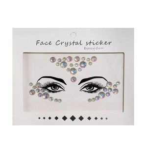 Glow in the dark face crystal sticker set with iridescent rhinestones for Halloween