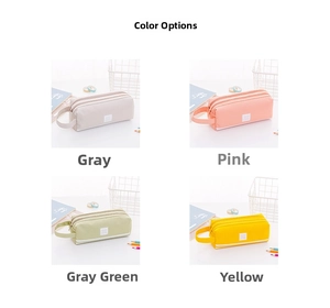 Detalle de estuches de tela Oxford de doble capa en cuatro suaves colores pastel actuales