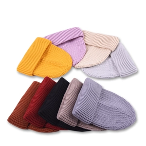 Winter knitted beanie hats in multiple colors featuring classic ribbed knit and foldable cuff