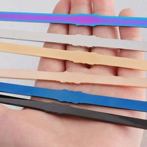 Set of 6 colorful 8mm mirror stainless steel flat metal strips for DIY cuff bracelets