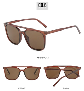 Three-view display of vintage square double-bridge sunglasses in tortoise resin frame