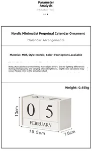 Detailoverzicht van de Scandinavische Morandi kalender, maat 15,5x7,5x10cm en 0,45kg