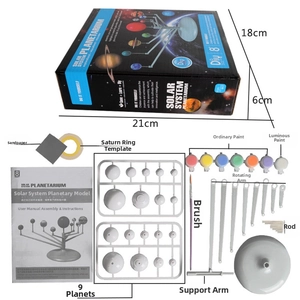 DIY solar system model kit with planets, paint set, and tools for educational STEM learning