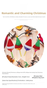 Mini red and green Christmas lollipop hats measuring 3cm by 5cm for festive tableware decor