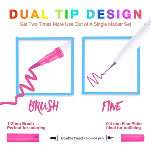 Dual tip marker detail showing 1-2mm brush and 0.4mm fine point for precise drawing