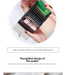 Detail view of mini accordion card holder with 11 slots and secure snap closure