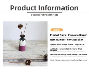 Detail of 40cm handmade dried pinecone branch for Zen style home decor floral arrangement
