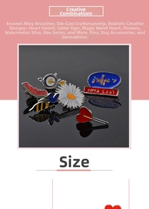 Vue détaillée de l'ensemble de broches émaillées créatives avec motif abeille et melon