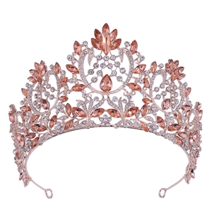 Detailed view of luxury baroque bridal tiara with champagne water-drop gemstones