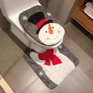 Set copriwater e tappetino natalizio con pupazzo di neve per decorazione festiva del bagno