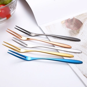304 stainless steel dessert fruit forks set in five assorted metallic colors