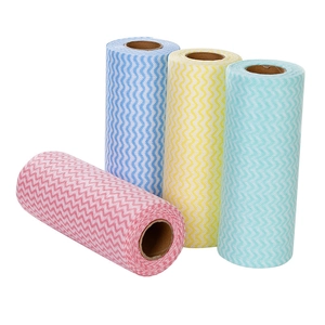 Disposable wave pattern kitchen cleaning cloths in four colors for dishwashing