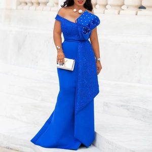 Off Shoulder Spitze Abendkleid Meerjungfrau Slim Fit Künstliche Perlen Bestickt Formelle Hochzeit Party Elegantes Langes Kleid