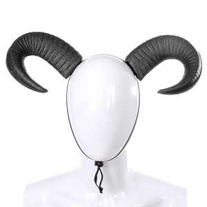 Black Sheep Horns Headpiece Foam Realistic Devil Costume Props For Halloween Cosplay Party With Adjustable Elastic Band