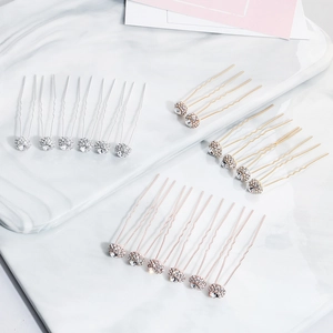 Forcine Per Capelli Da Sposa Strass Lega Di Zinco A Forma Di U Sfera Di Cristallo Elegante Matrimonio Festa Accessori Per Capelli Donna