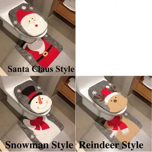 Set 3 pezzi natalizio con copriwater e tappetino Babbo Natale e Pupazzo di Neve