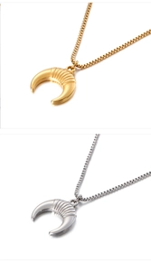 Detailed comparison of gold and silver crescent moon pendant necklaces with box chains