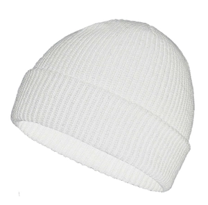 Detailed close-up showing the premium ribbed knit texture of this white winter beanie hat