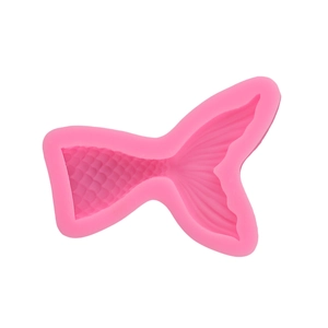 Pink silicone mermaid tail mold for fondant cake decoration and DIY seashell crafts