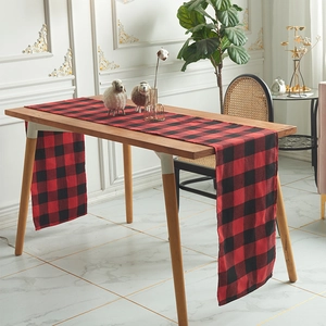 Table Runner Polyester Cotton Checkered Buffalo Plaid Christmas Dining Room Home Party Decor Nordic Minimalist Style